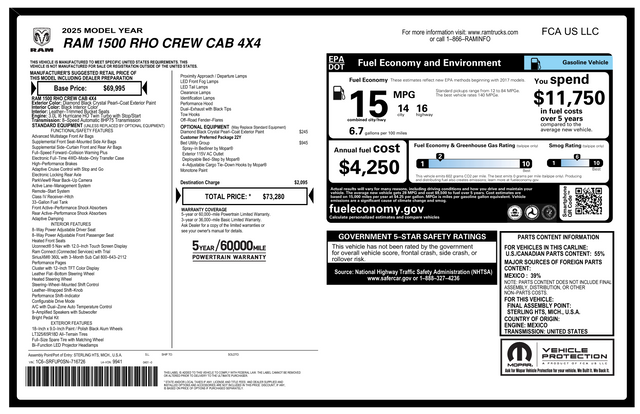 2025 RAM 1500 RHO
