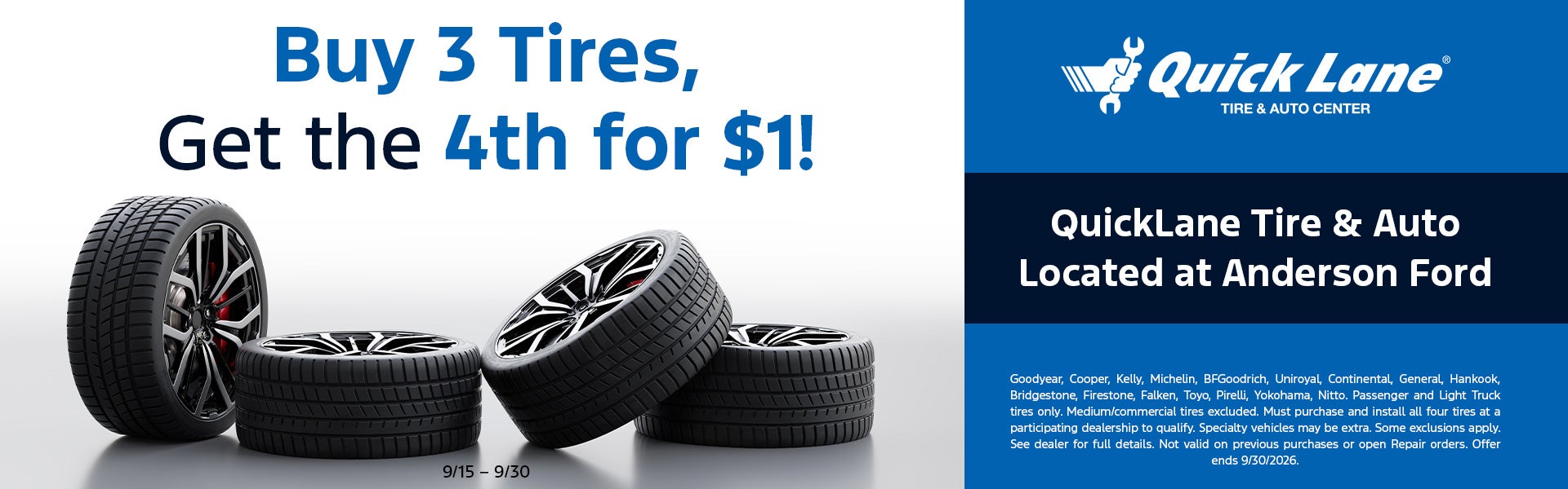 Buy 3 Tires, Get the 4th for $1