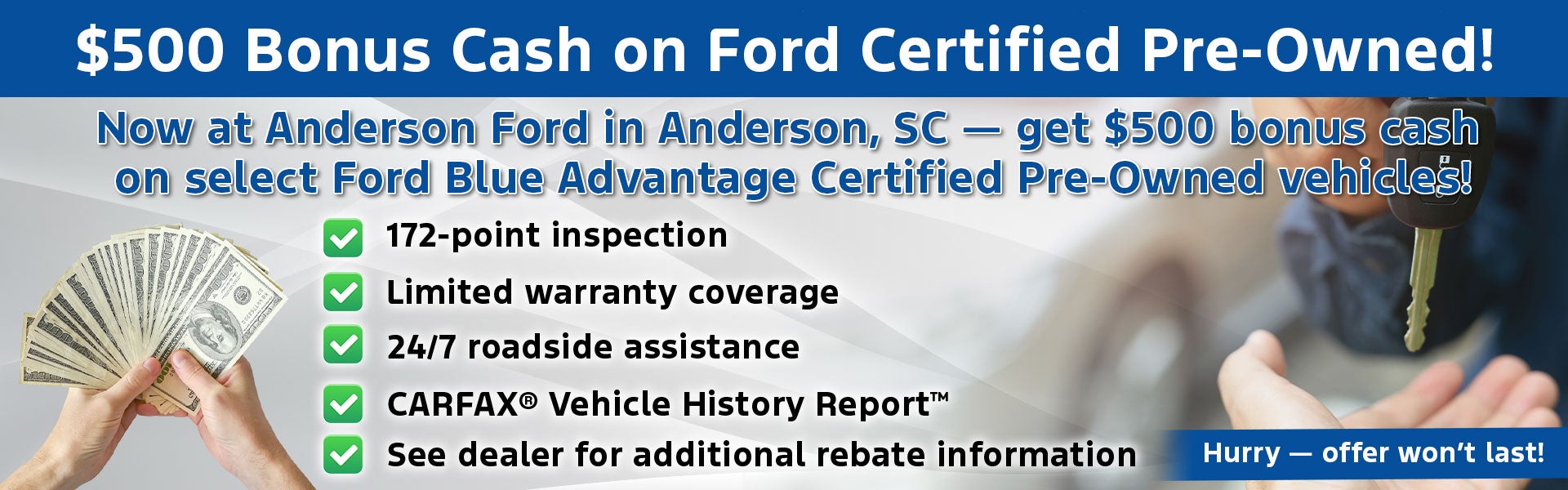 $500 Bonus Cash on Ford CPO